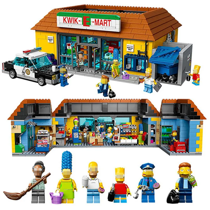 King(83004) 16004 дом KWIK-E-MART супермаркет 2232 шт. Модель Строительный блок кирпичи игрушки подарок для детей 71016