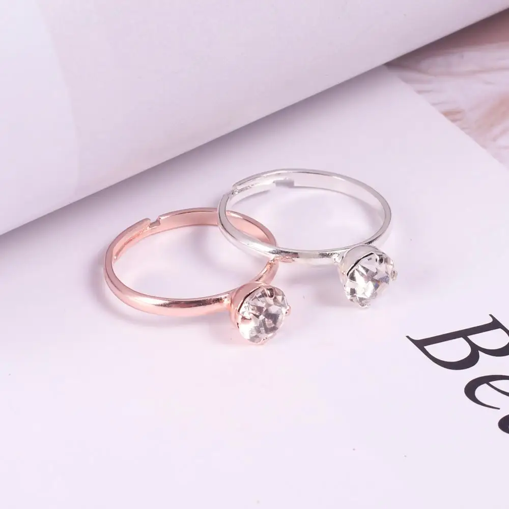 

10Pcs/Lot Adjustable Rings 4 Claws Cubic Zircon Classic Engagement Ring Female Women Wedding Band Bridal Jewelry CZ Rings