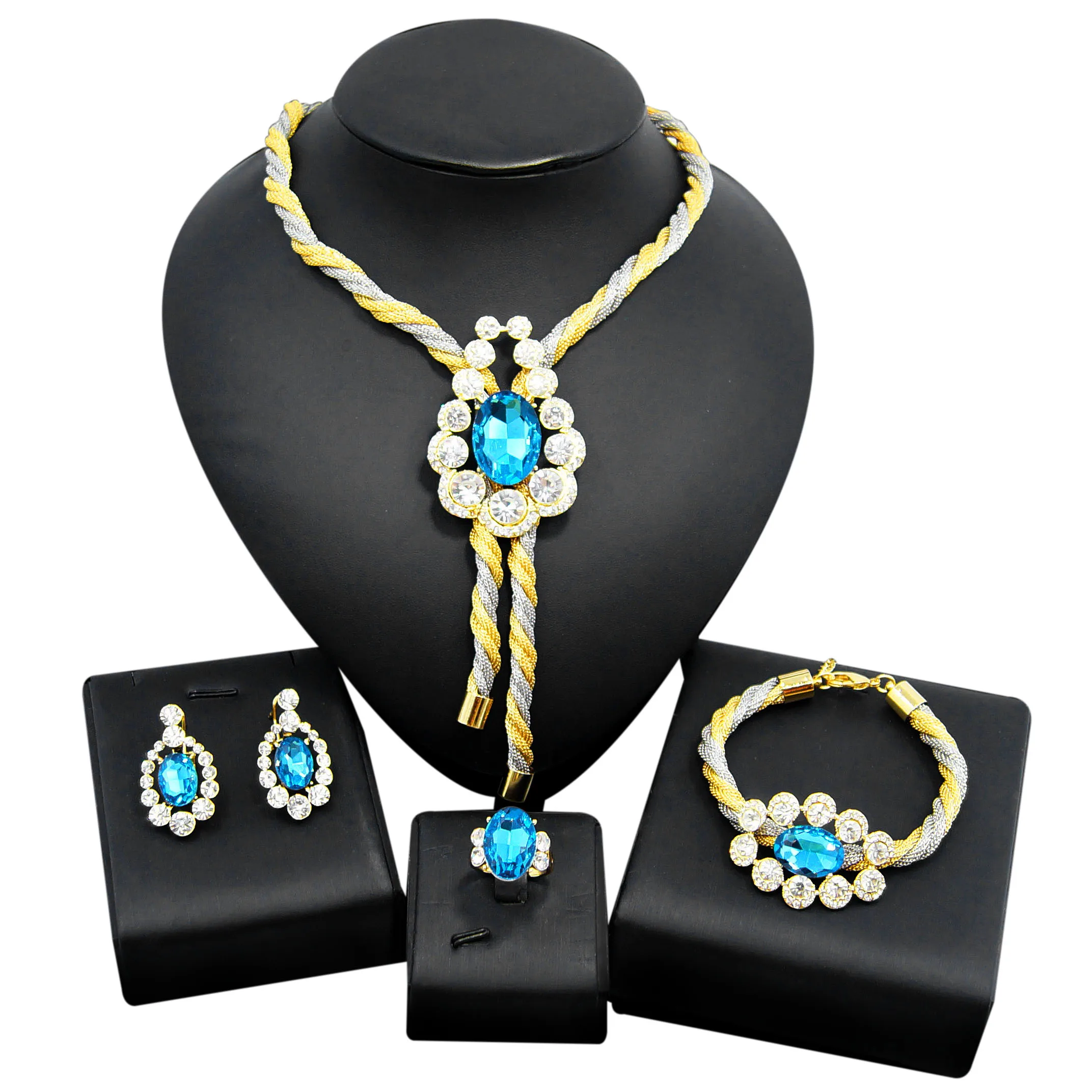 

Yulaili модное ожерелье с подвеской с кристаллами серьги-гвоздики очаровательный браслет Кольцо Дубай ювелирные наборы винтажные аксессуары ...