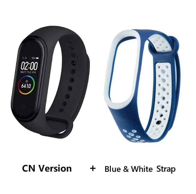 CN blue white Глобальная версия Xiaomi Mi Band 3 Смарт-Браслет фитнес-браслет 3 большой сенсорный экран сообщение частота сердечных сокращений Smartband - Цвет: CN blue white