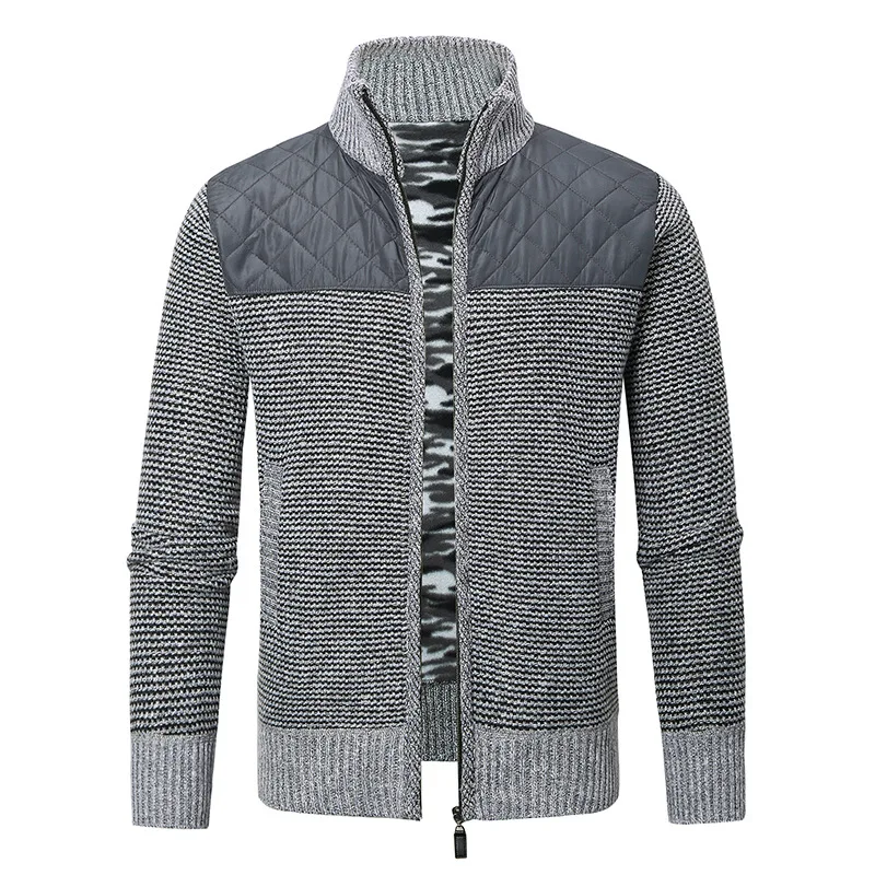 Autumn and winter men's jacket sweater large size zipper youth casual plus velvet thick | Мужская одежда