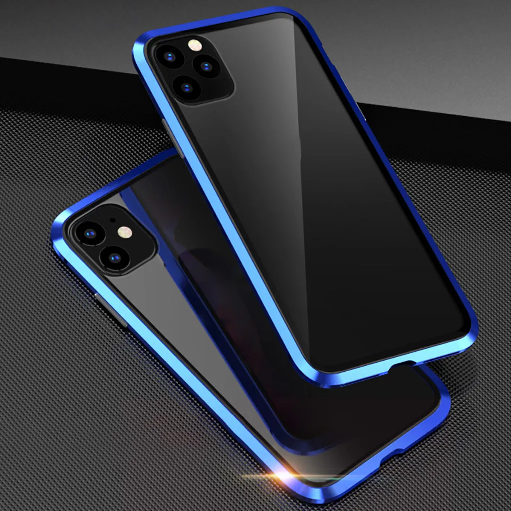 Магнитный металлический чехол-бампер для iPhone 11 11 Pro 11 Pro Max, односторонний стеклянный защитный чехол для iPhone 11 Pro 919#2