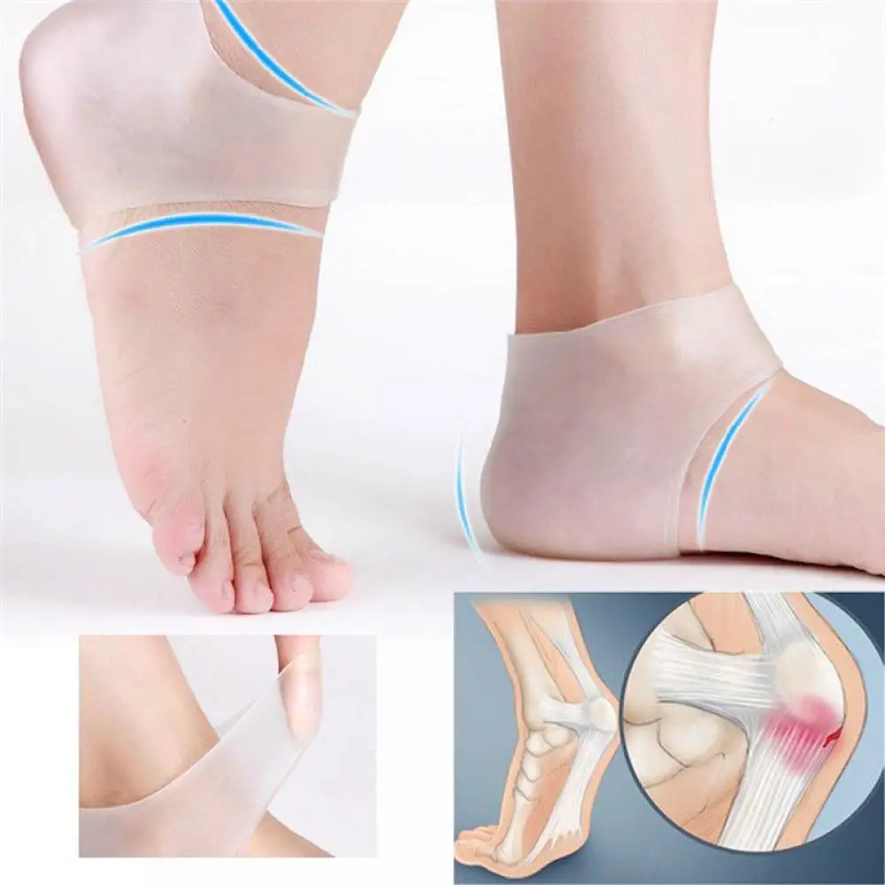 

1 Pair Plantar Fasciitis Shock Absorbing Silicone Gel Sleeve Breathable Protective Heel Cracked Foot Skin Care Pain Relief