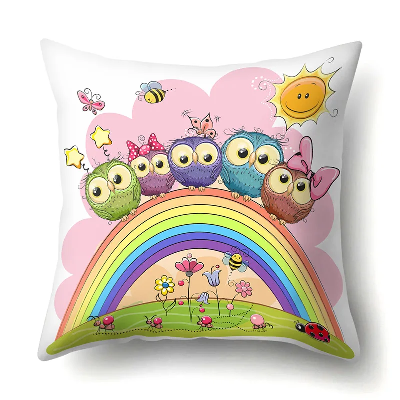 Сова Pattern чехол для подушки с рисунком животных; платья с изображением птиц из полиэстера с подушка чехол украшение Офис декоративная наволочка для подушки 45X45 см