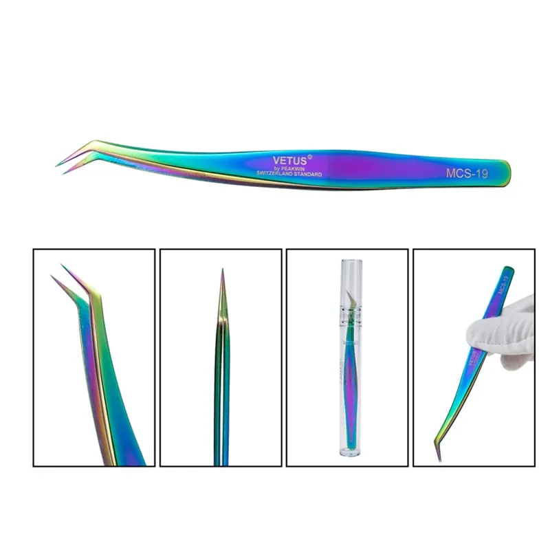 VETUS MCS-19 Наращивание ресниц Пинцет Профессиональный Нержавеющая сталь пинцеты