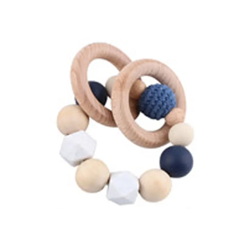 blue bracelet Let's Make/1 комплект/3 шт. детская коляска погремушка-пустышка цепочка дерево кольцо пищевой деревянный Прорезыватель автомобильное сиденье Прорезыватель для зубов игрушки Детский Прорезыватель - Цвет: blue bracelet