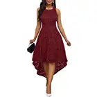 Новые вечерние летние винтажные размера плюс Женские однотонные Цвет американской проймой и асимметричным подолом без рукавов модное платье