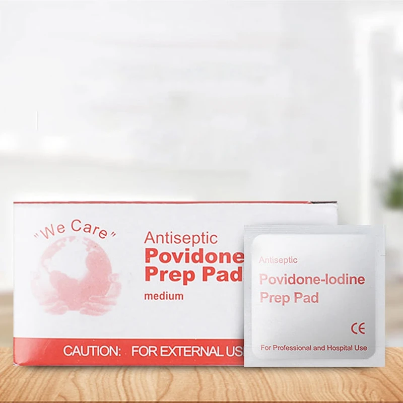 

Retail 200Pcs Portable Povidone-Lodine Prep Pad Sealed Sterile Packing Disposable Wound Disinfection Pad For Outdoor Travel Home