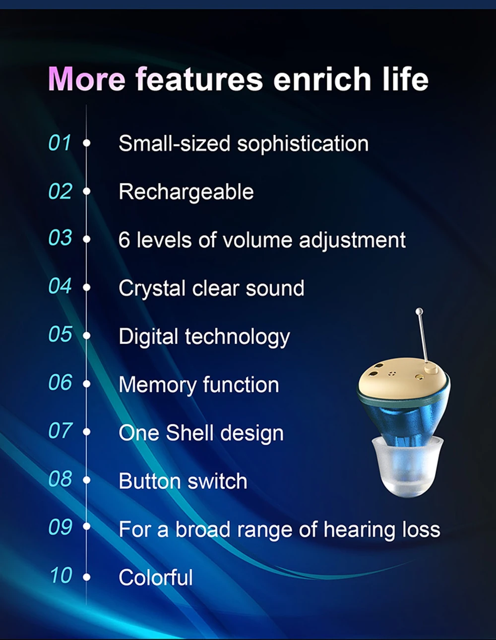 4 Каналы лучший цифровой Перезаряжаемые слуховой аппарат Невидимый наушники с