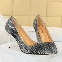 new sexy plus size club blingbling women pumps shoes pointed toe wedding 10cm high heels office party four seasons female shoes