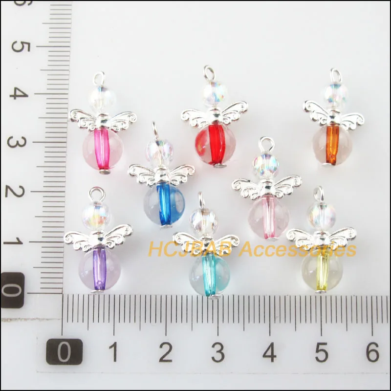 24 шт посеребренные крылья смешанные Танцы амулеты ангелы Подвески 14x21mm |