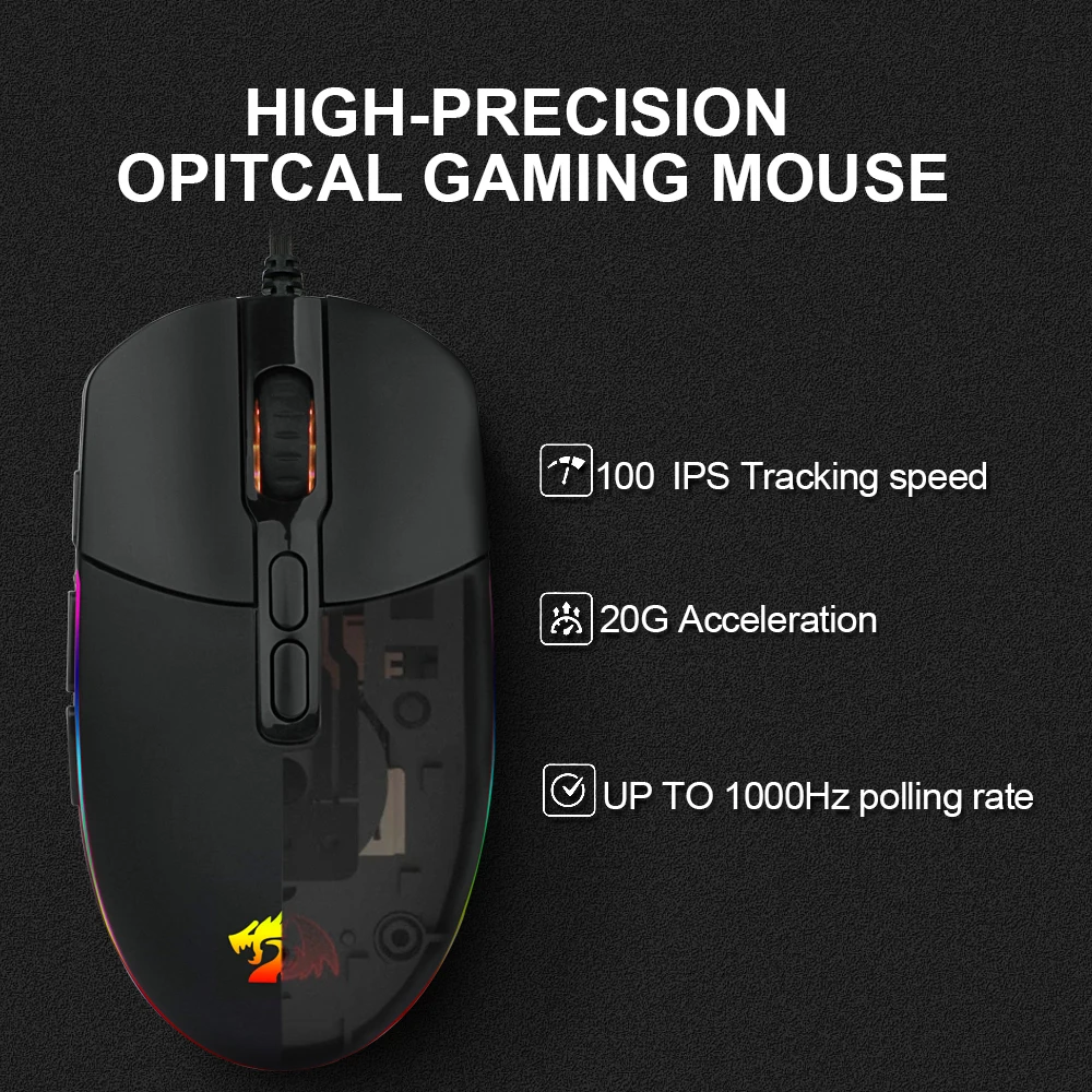 Redragon INVADER M719 RGB USB Проводная игровая мышь 10000 точек/дюйм программируемые игровые