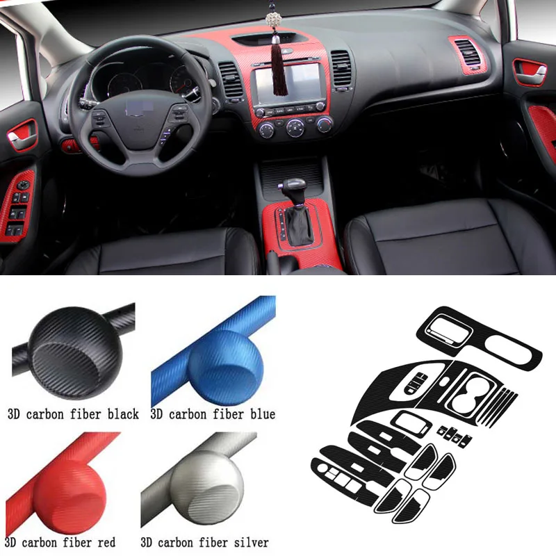 

Car-Styling Car Interior Center Console Color Change Carbon Fiber Molding Sticker Decals For Kia K3 2012-2017