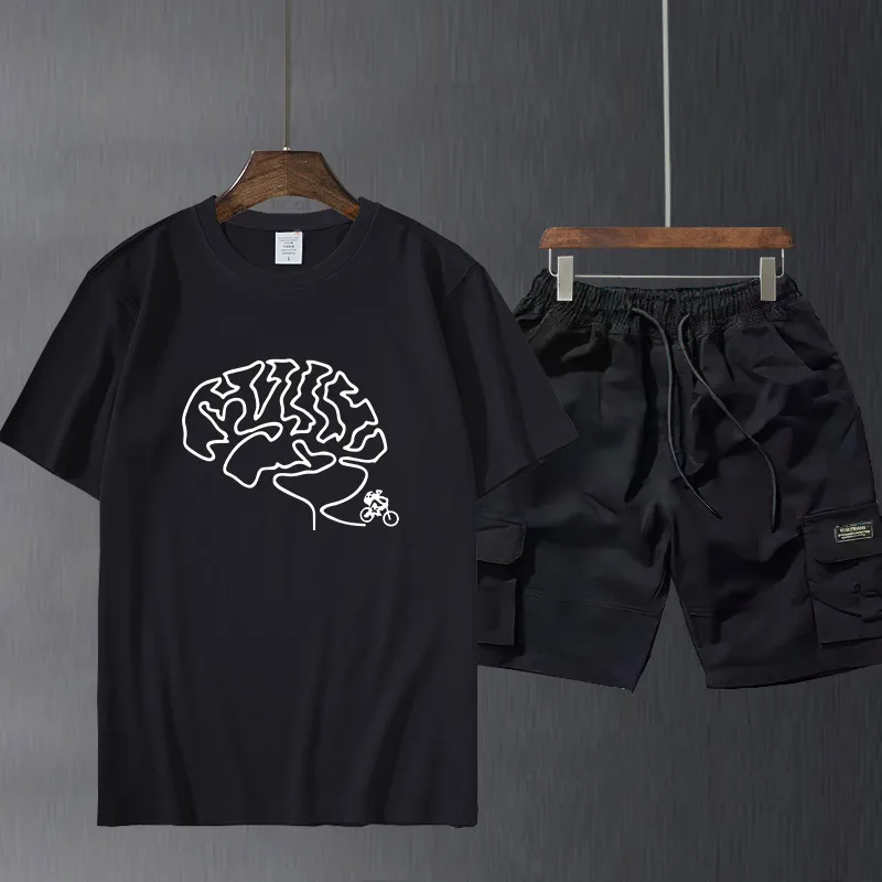 

Men's short sleeve suit pants Bicycle Cycling T-shirt Fashion Family Cotton Mountain Bike Heartbeat Funny Biker T Shirt Plus