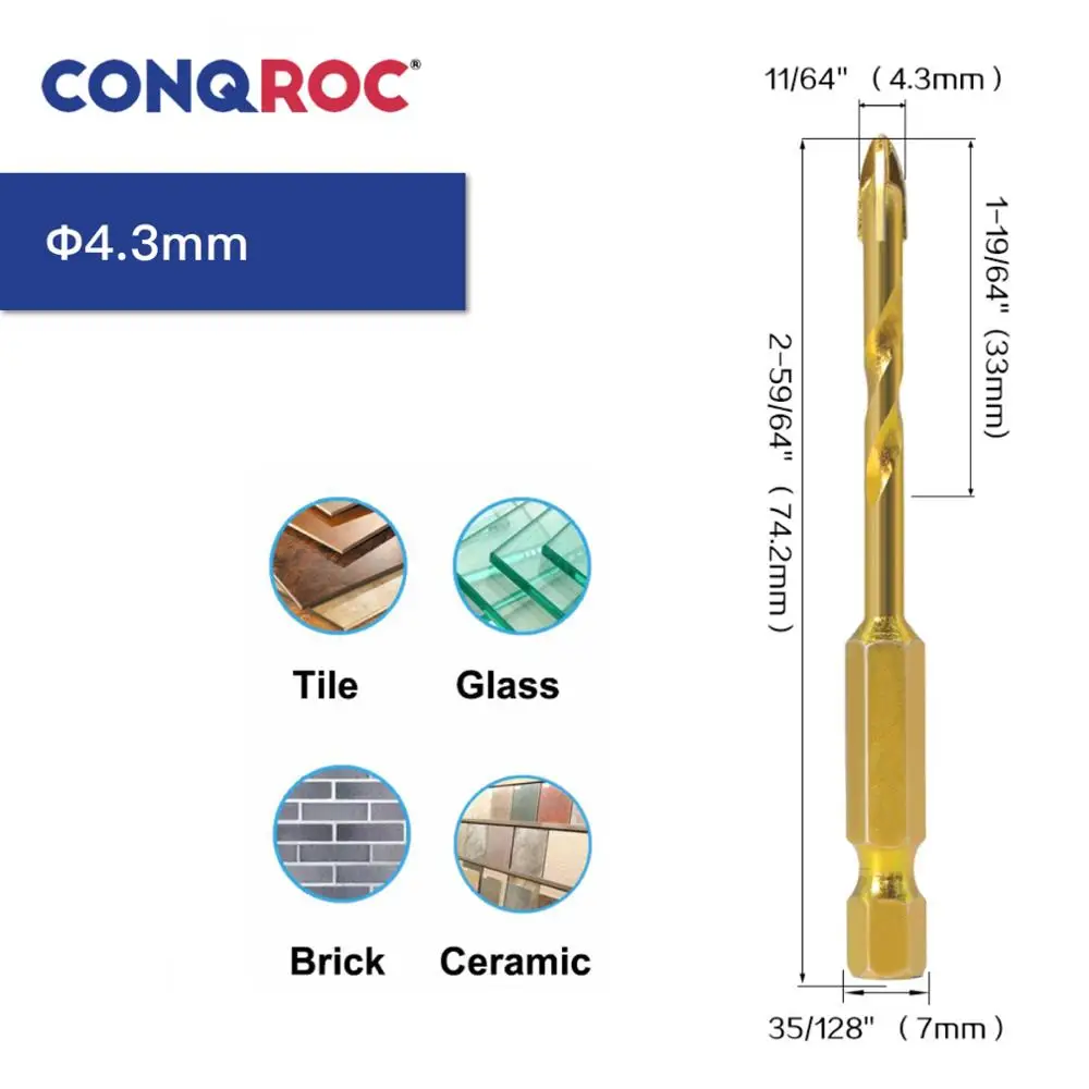 5 шт. сверло для стеклянной плитки крестовая головка карбид вольфрама с