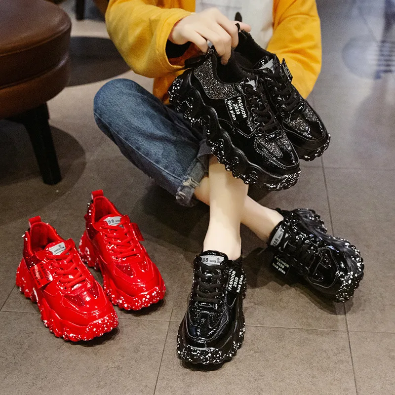 

Fashion Women Vulcanize Shoes Chunky Sneakers Shoes Sequined Platform Sneakers Women Shoes Casual Sneakers Female Tenis Feminino