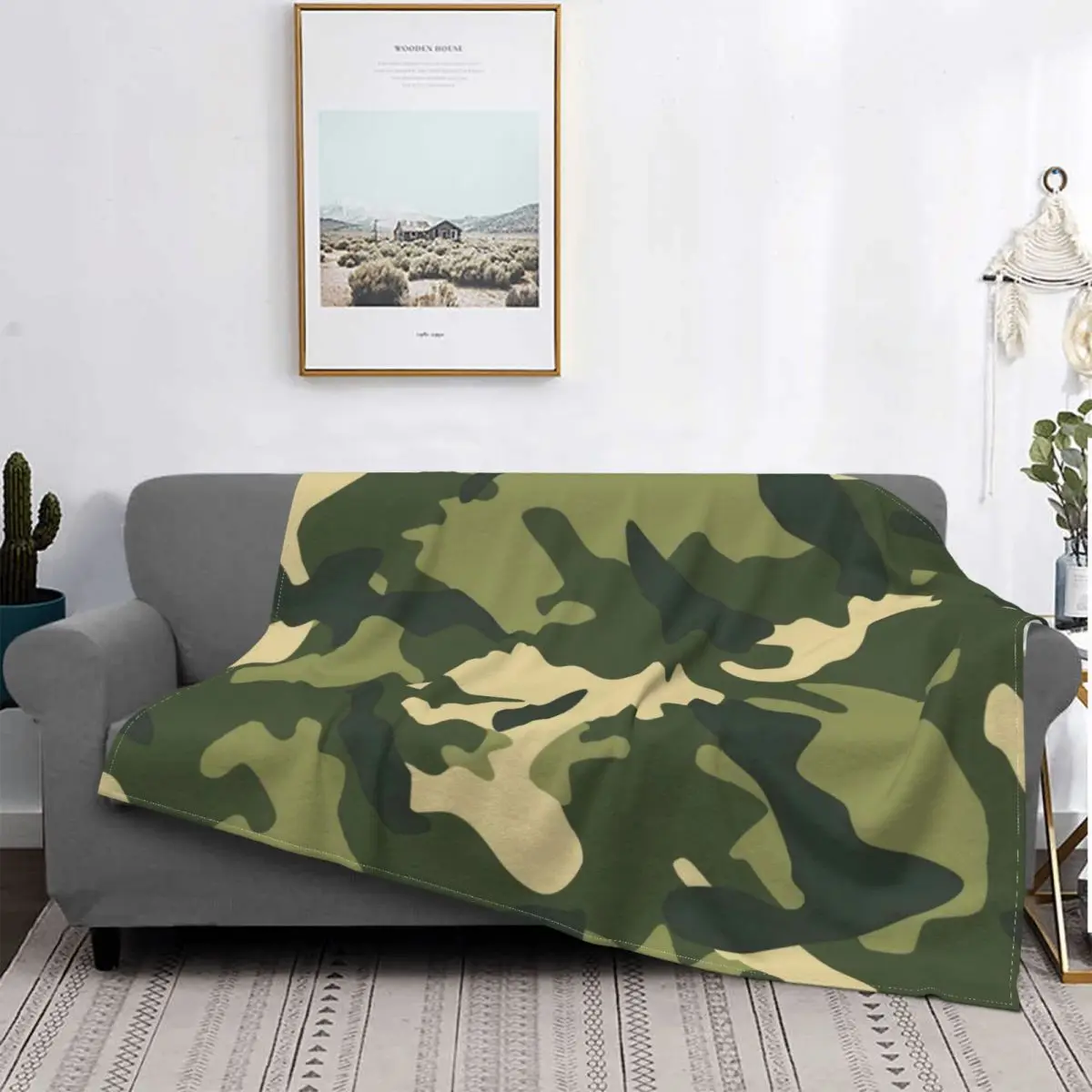 

Camouflage Blanket Plaid Pattern Lattice Stitch Super Warm Portable Flannel Throw Blankets For Home Quilt