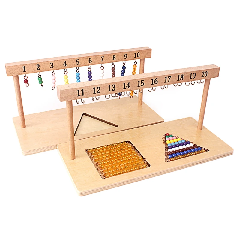 

Обучающие математические игрушки Монтессори, цифровые цифры 1-20, вешалка и цветные бусины, лестницы для десяти дошкольных обучающих игрушек