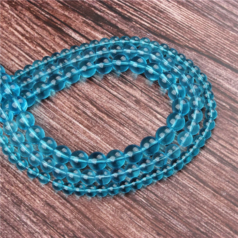

Natural Blue Glass Stone Beads Round Beads Loose Beads For Making Jewelry DIY Bracelet Necklace 4/6/8/10/12 / MM