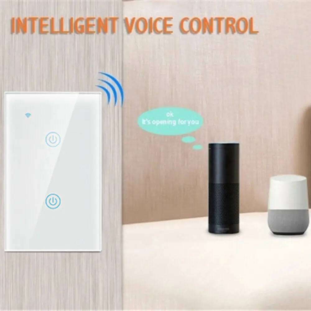 1/2/3/4 Gang Home Smart WiFi Wireless Wall Light Switch Touch Panel For Alexa Google timing Remote Control Dimmable white/ black | Лампы и