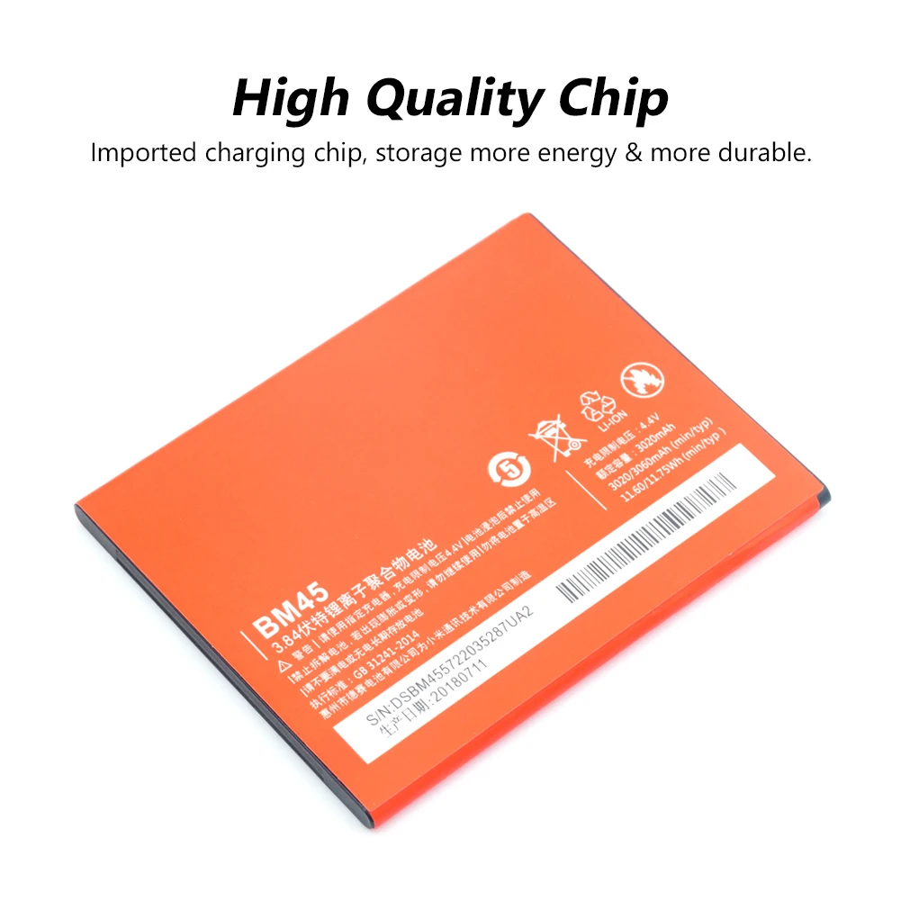 Перезаряжаемая литий полимерная аккумуляторная батарея BM45 3060 мАч оригинальная