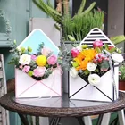 Романтический конверт, полосатый цветочный букет, бумажная упаковочная коробка, держатель, Подарочная полосатая дизайнерская упаковочная коробка в форме конверта, оптовая продажа