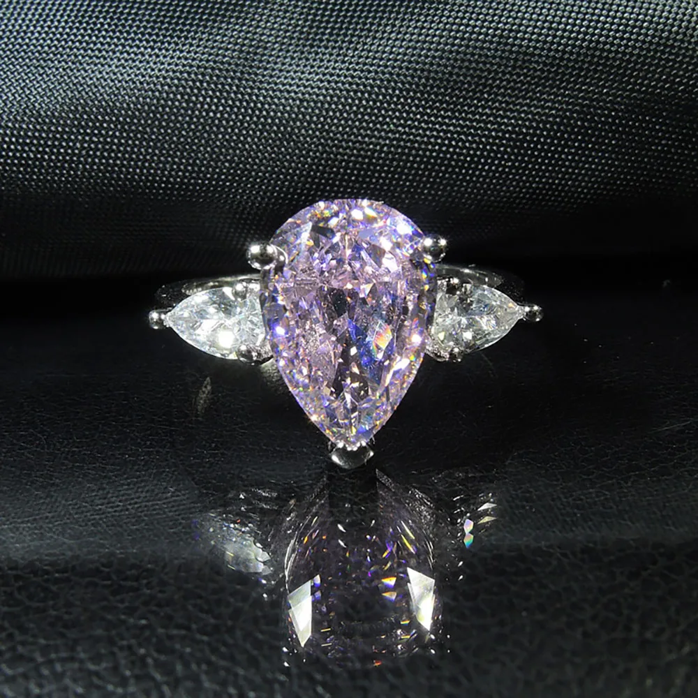

Retro 925 Sterling Silver 7*10mm Pear-shape Topaz Quartz High Carbon Diamonds Ring For Women Wedding Engagement Rings Jewelry
