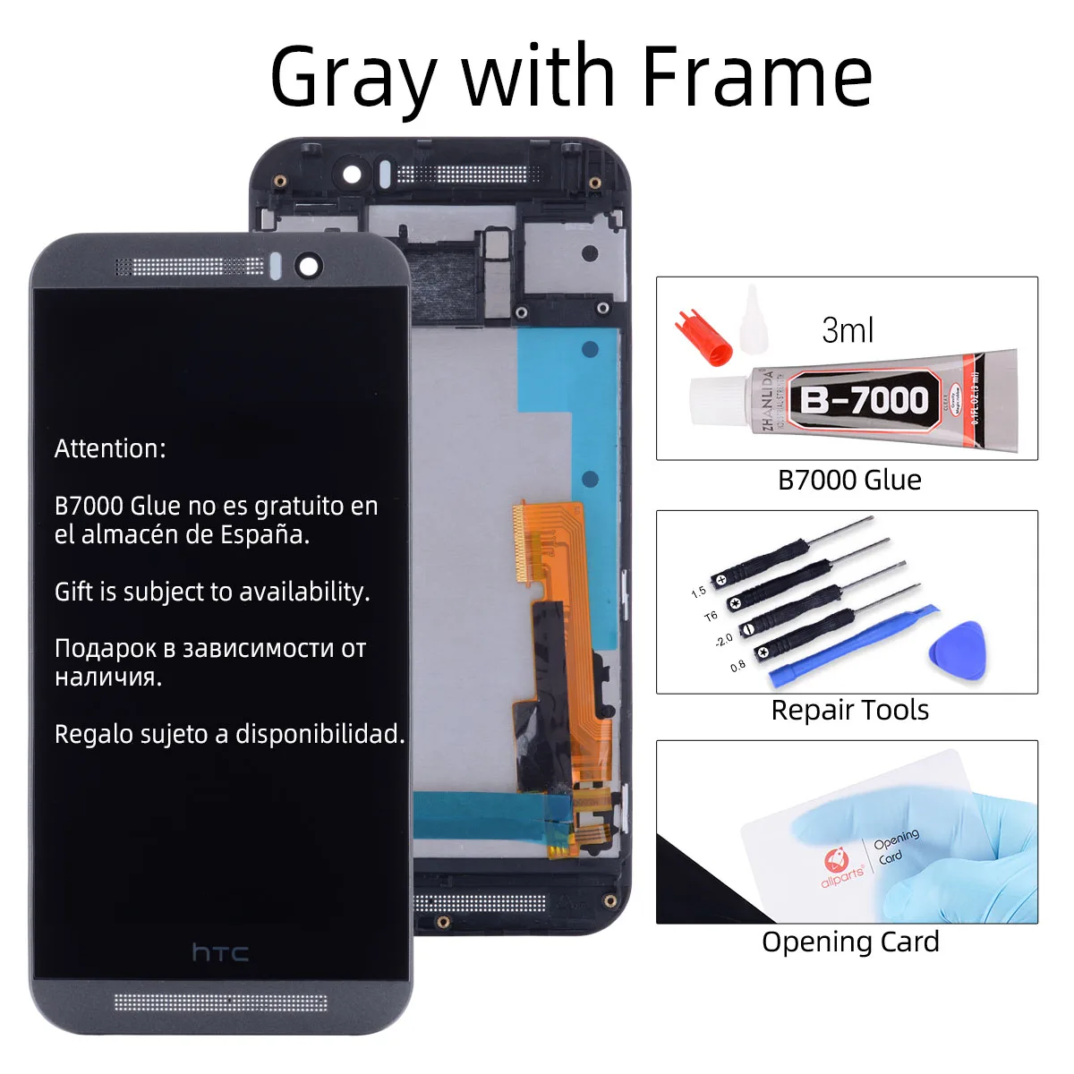 Gray with Frame Дисплей для HTC One M9 M9E M9W LCD в сборе с тачскрином на рамке Черное Белое Золото - Цвет: Gray with Frame