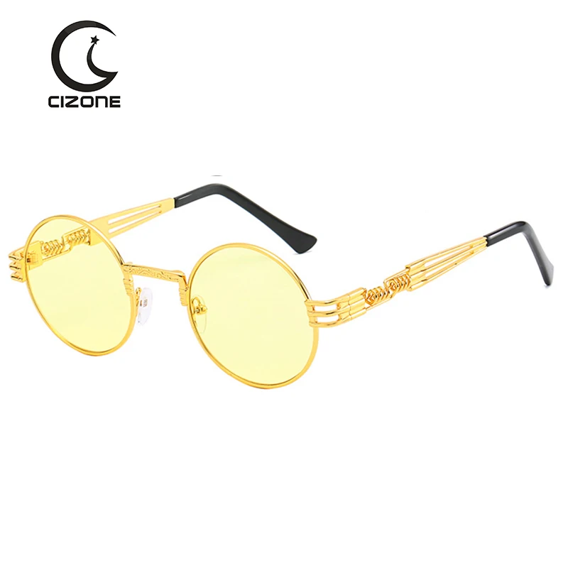 Круглые женские и мужские солнцезащитные очки в стиле панк хип хоп