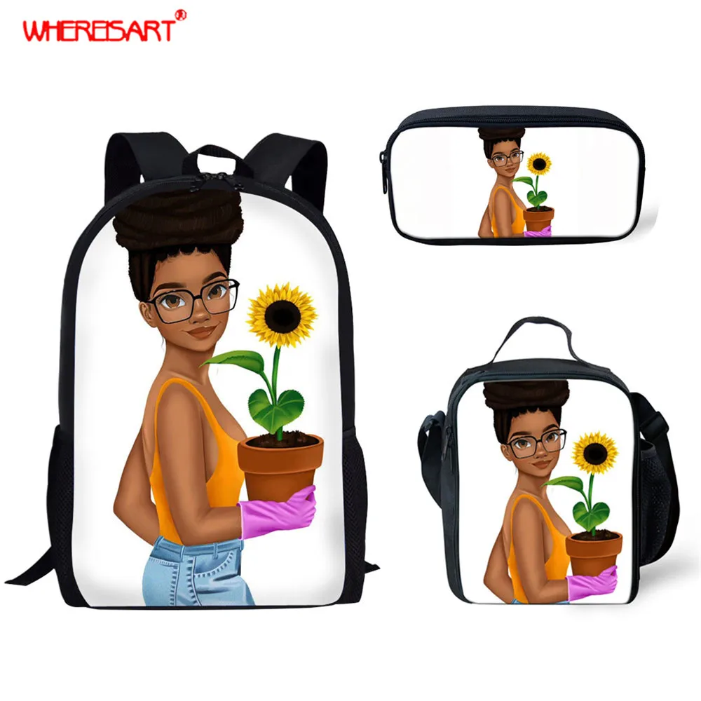 WHEREISART 3 шт./компл. черные школьные сумки для девочек детские книг рюкзаки принцесс