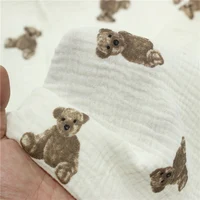 100*135cm Bear Double Gauze 100% Cotton Fabric For Baby Clothes / Sleepwear / Shirts / Skirt