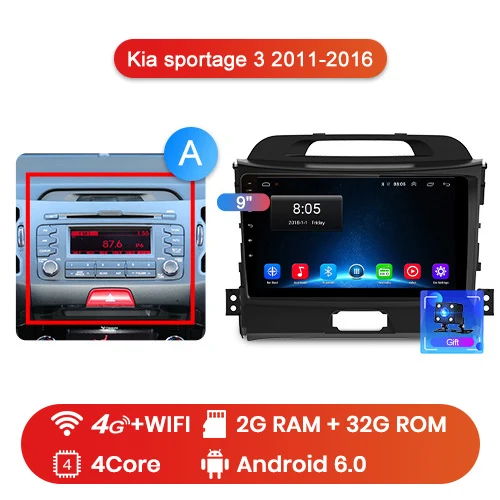 4G-WIFI 2-32GB-A Junsun V1 pro 4G+ 64G Android 9,0 DSP для Kia sportage 3 4 2010 2011- автомобильный Радио Мультимедиа Видео плеер gps 2 din dvd - Цвет: 4G-WIFI 2-32GB-A