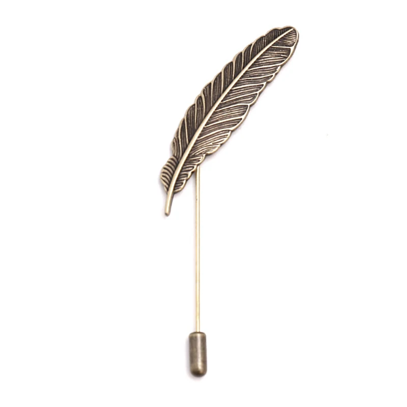 Мужская Винтажная брошь в виде перьев Металлическая Булавка для лацкана