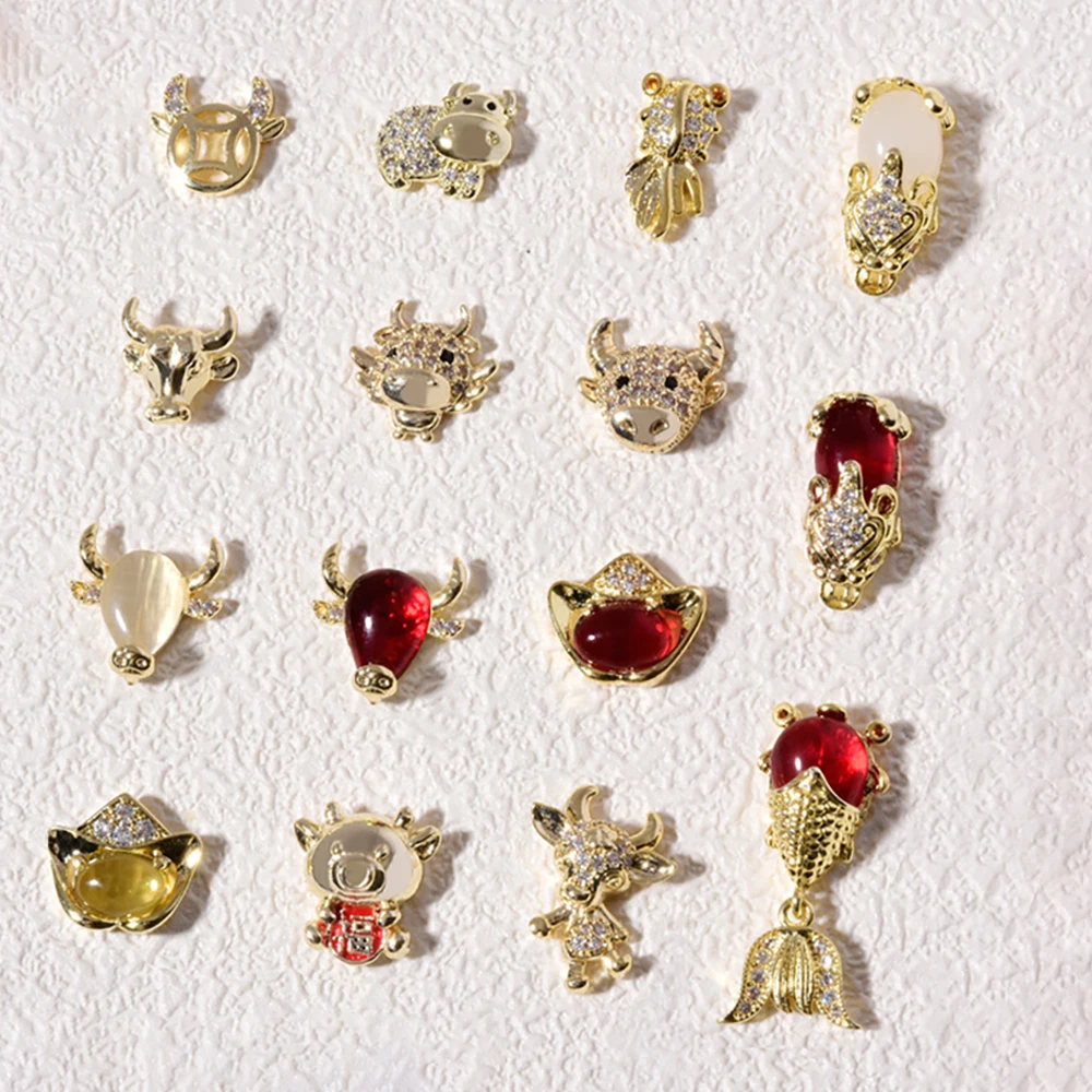 

3D New Year Chinese Style Festive Shiny Nail Rhinestones Nail Art Decoration Manicure Accessories Festive Nail Decoration