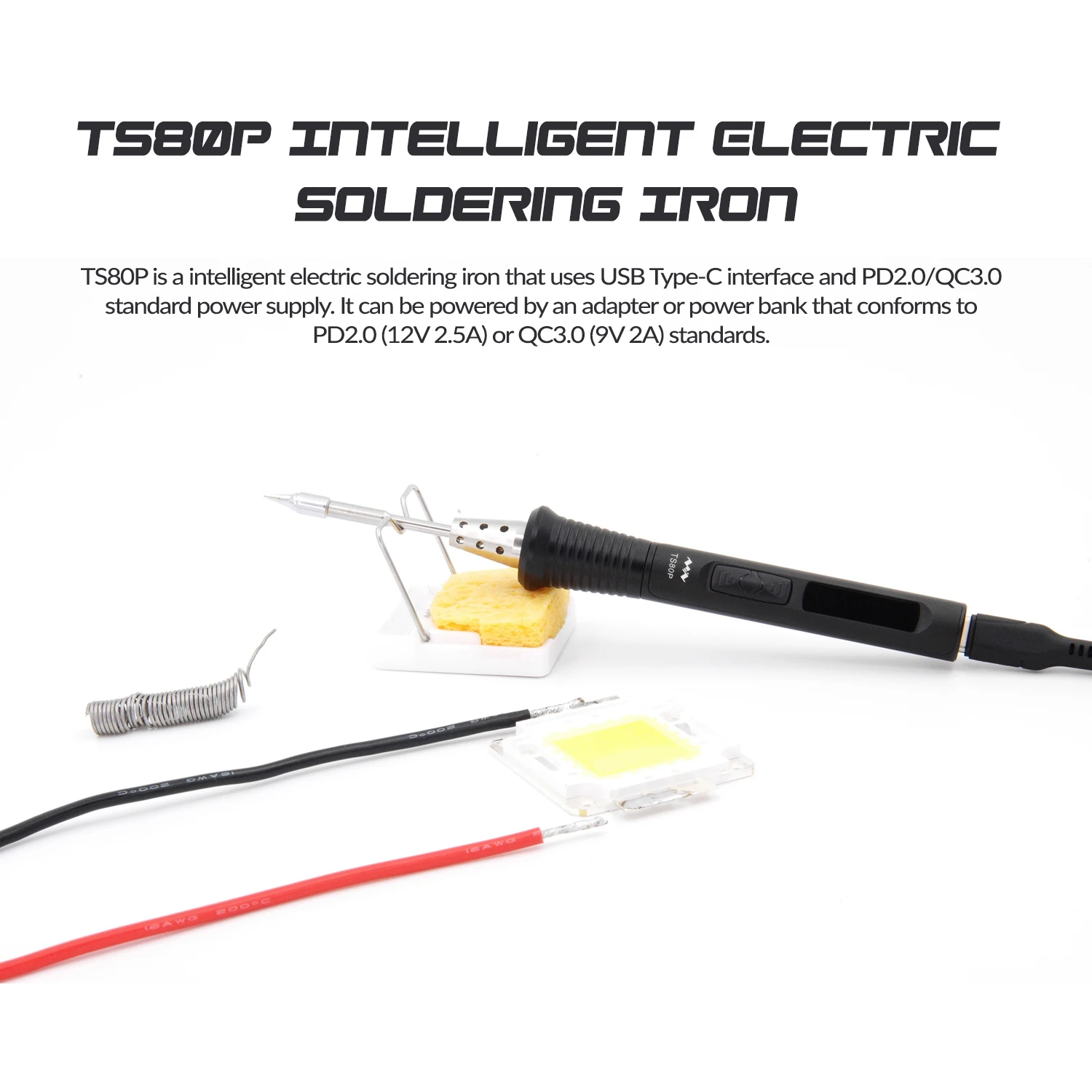 Интеллектуальный Электрический паяльник TS80P источник питания PD2.0 QC3.0 мини