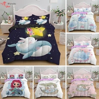 whale bedding set cartoon mermaid edredones ni%c3%b1os duvet cover with pillowcase twinqueenking size bed room for kids girls gifts