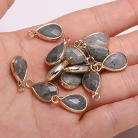 natural stone pendants drop shape in section semi precious stone edging necklace pendant for diy jewelry making size 10x14 mm