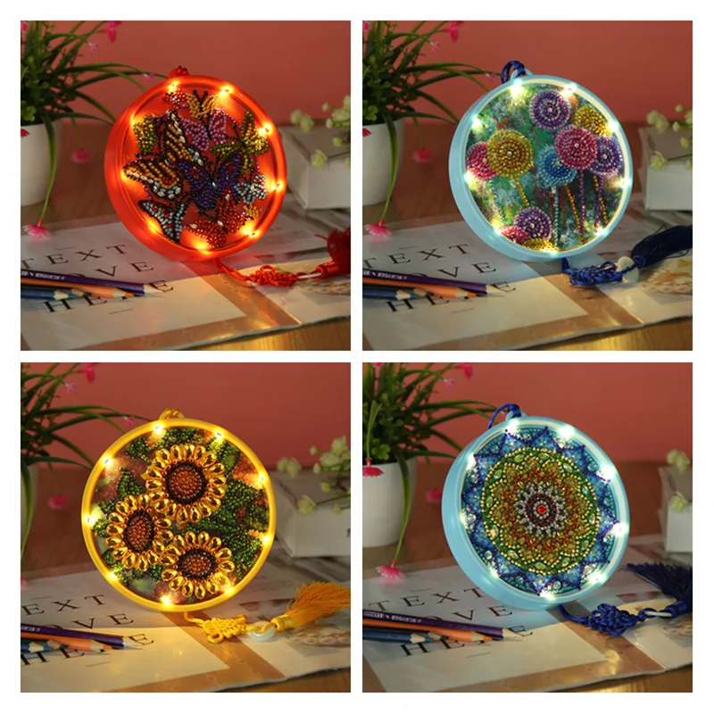 5D DIY Diamond Painting LED Night Light with Tassel Embroidery Hanging Lamp Oranments Home Table Derorations | Дом и сад
