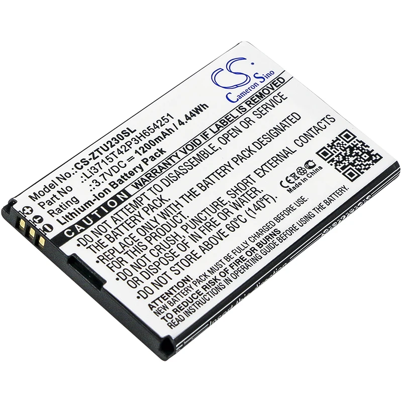 Аккумулятор Cameron Sino 1200 мАч для ZTE AC33 MF30 A6 Wi Fi роутера MF60 MF61 MF62 MF65 B Mobile BT001W