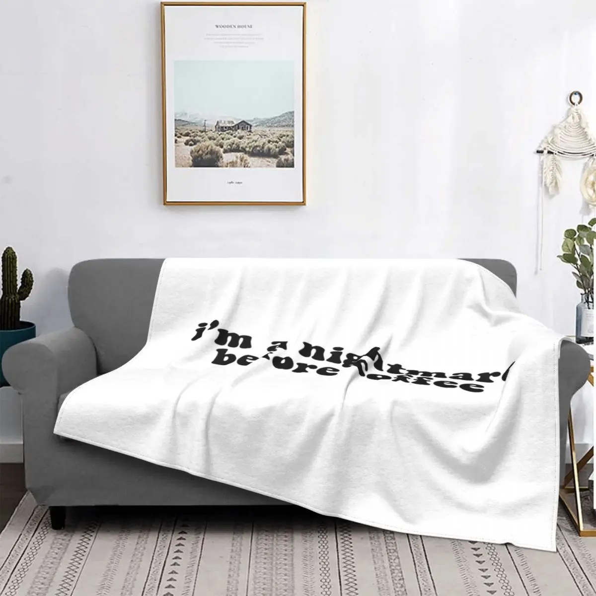 

«Я кошмар перед кофе» 1 manta, colcha de cama A quadros, fundas de cama de lana, ropa de cama y fundas