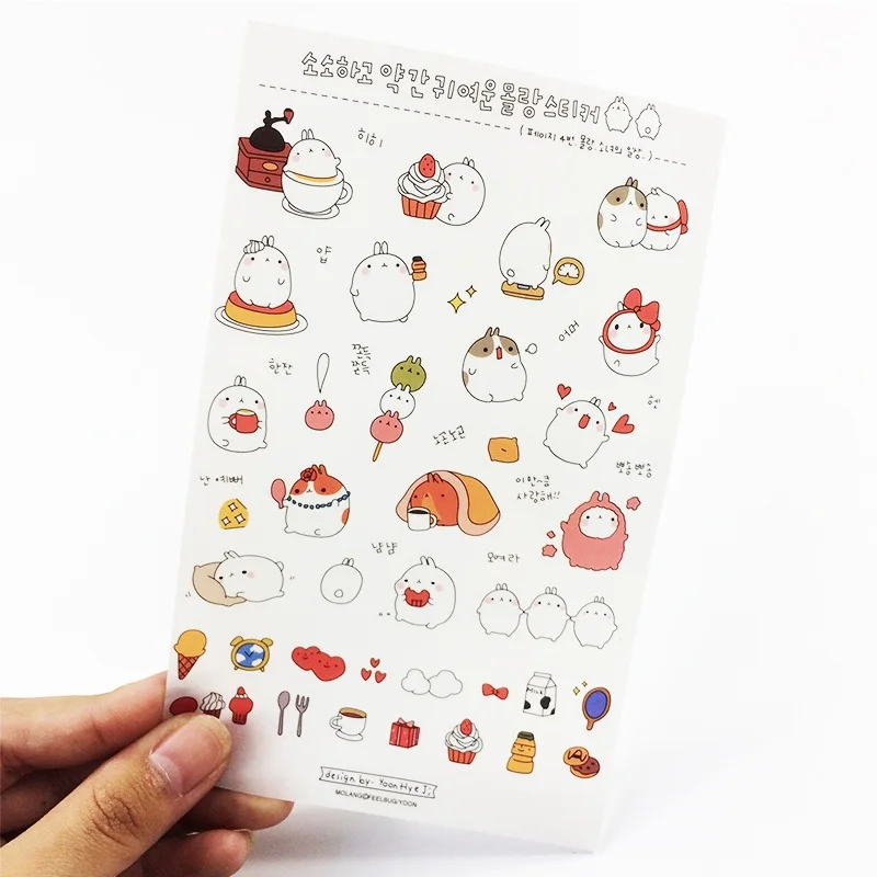 Декоративные наклейки 6 шт./лот Molang с изображением картофельного кролика сделай