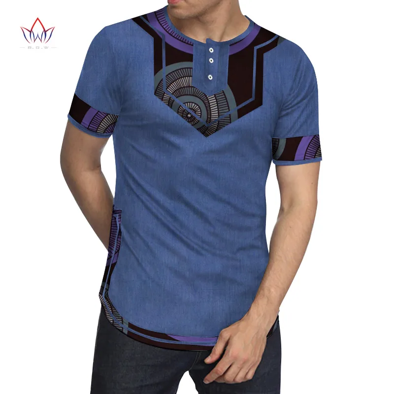 Мужские лоскутные Футболки с коротким рукавом африканская одежда Bazin Riche