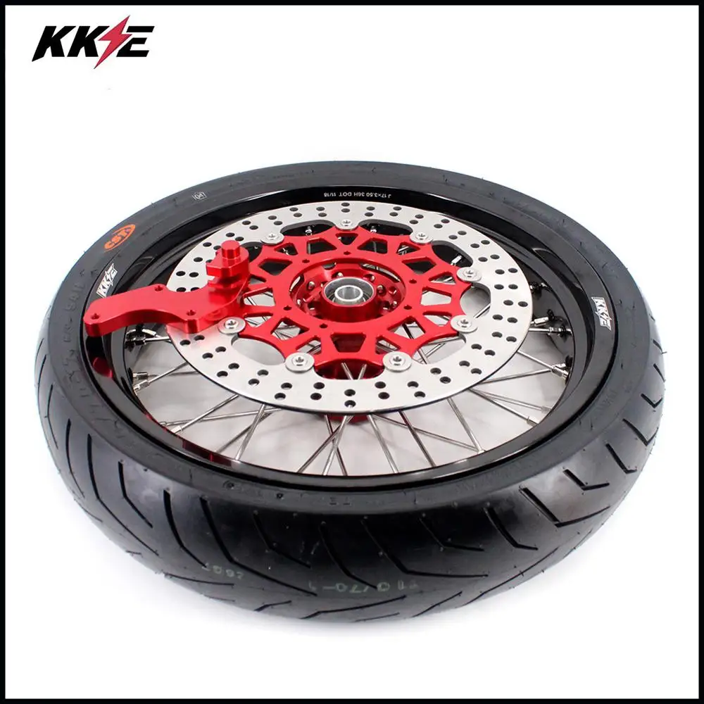 KKE 3,5/5,0 Supermoto Motard колесные диски CST шины Набор для HONDA CRF250R- CRF450R 2013- Supermotard обод красный CNC концентратор