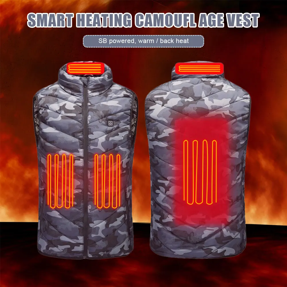 

Camouflage 4-Zone Heating Vest Usb Charging Thermal Insulation Heating coat Three-Speed Thermostat Heated Vest Men Fishing Suit
