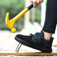 breathable steel toe safety shoes men sneakers anti smash work shoes man anti puncture safety boots non slip outdoor work boots