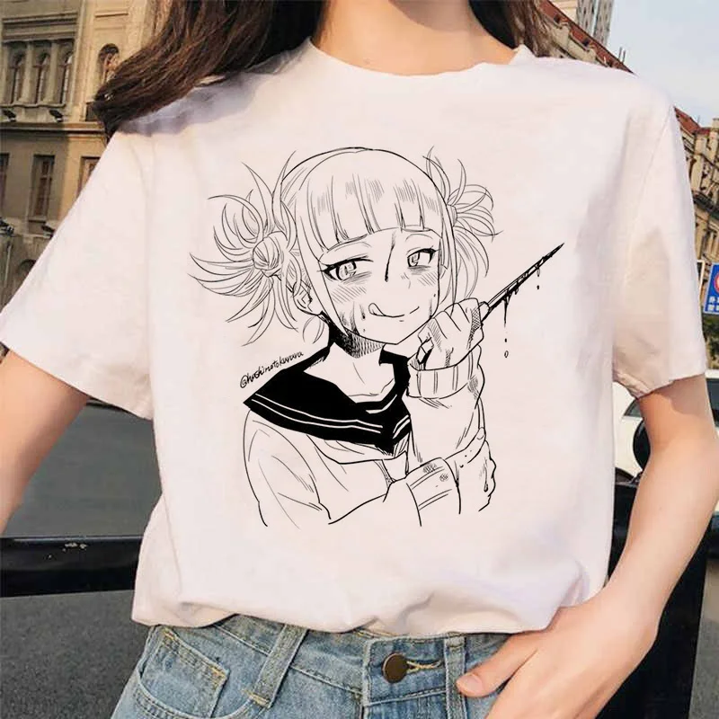 Японский аниме Ahegao футболка Женская Harajuku Boku No Hero Academy футболка Senpai смешная футболка Himiko Toga футболки женские