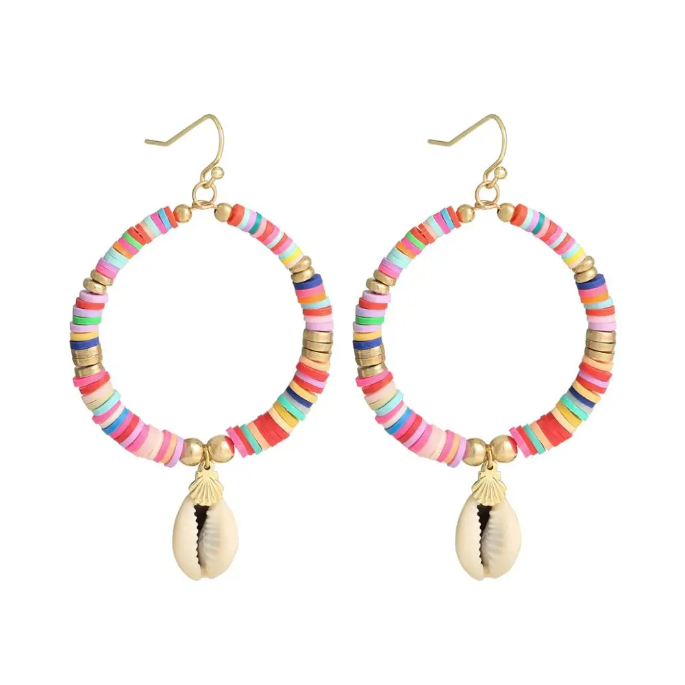 Богемные разноцветные бусины из полимерной глины Heishi серьги в виде морских
