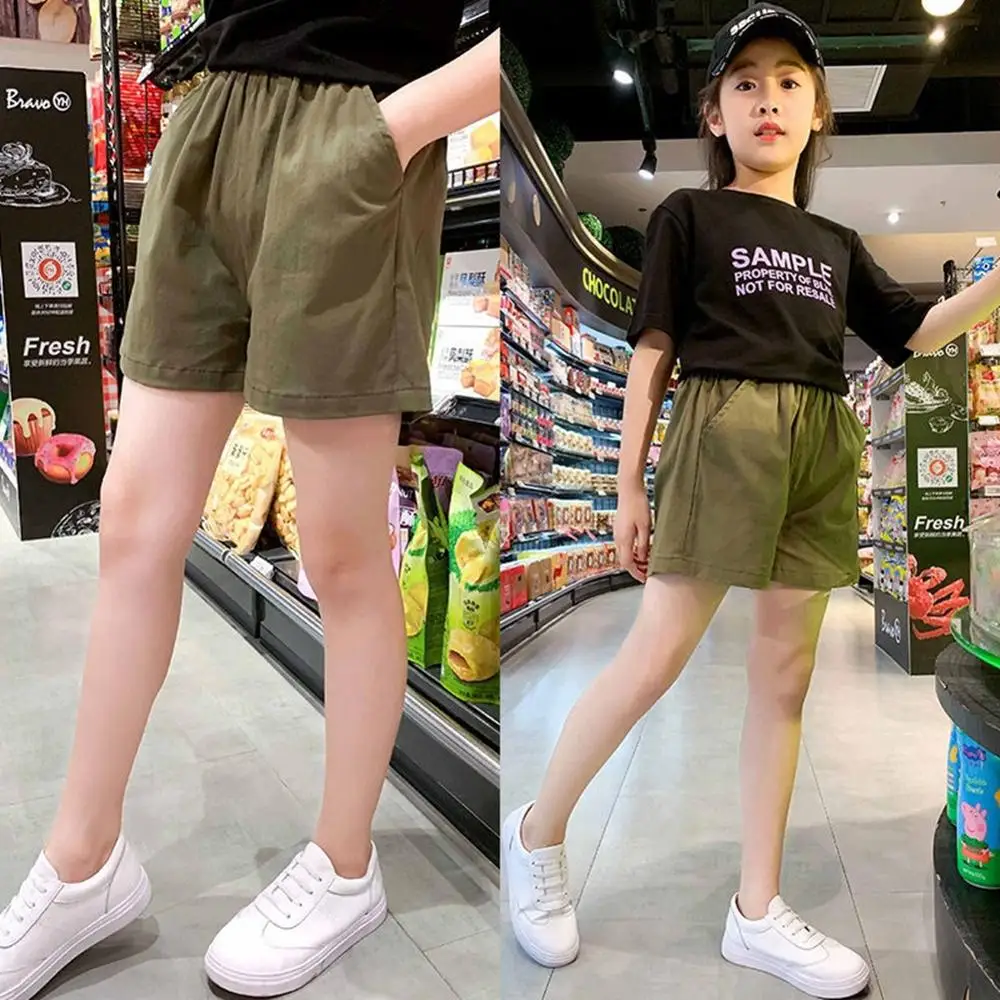 Girls Shorts 2020 Summer Children Clothing Pants Toddler Thin Solid Cotton for Big Beach Shorts6 8 10 12 14Years | Детская одежда и