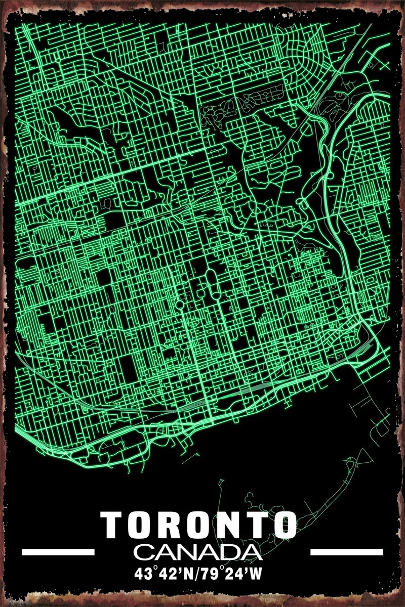 

Винтажный металлический знак Торонто в стиле ретро, жестяные таблички, Настенный декор, украшение для комнаты, художественный паб, дома, клу...