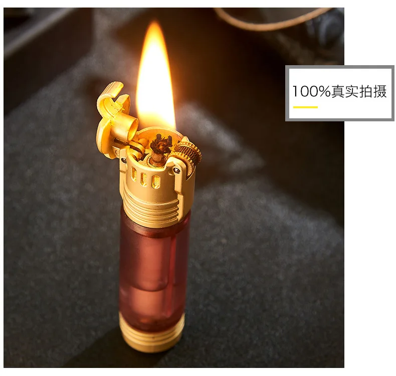 Керосиновая зажигалка цилиндрическая прозрачная масляная персонализированная